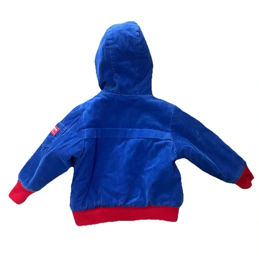 Vintage OshKosh Blue Corduroy Hooded Jacket Sherpa Lined Toddler 3T Cozy